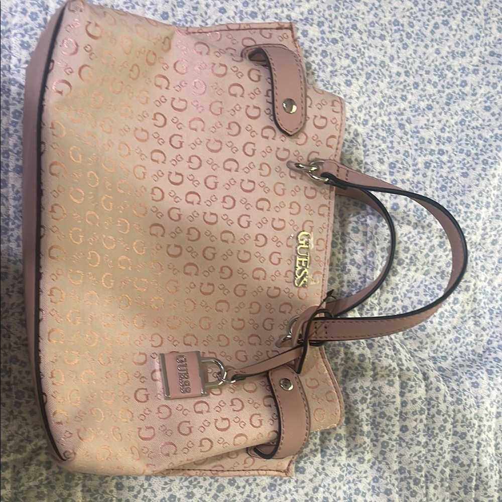 Guess Pink Monogram Tote Bag